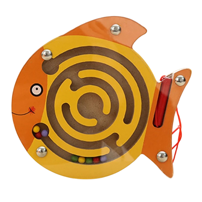 Montessori Labyrinthe de bois – Coffret Éducatif Animaux & Perles