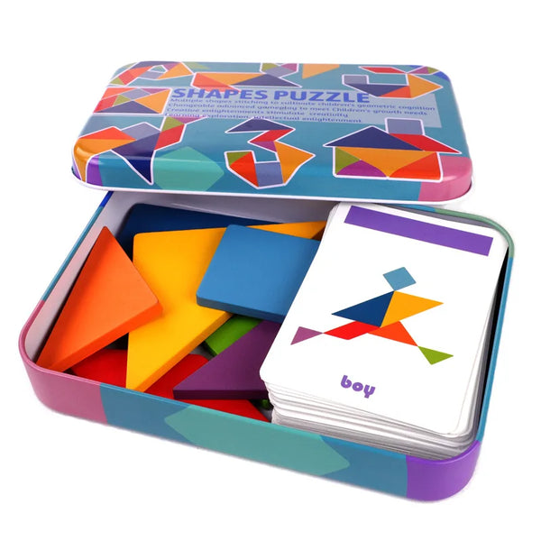 Puzzle Géométrique en Métal “Shapes Puzzle” – Jeu Éducatif Montessori pour Enfants