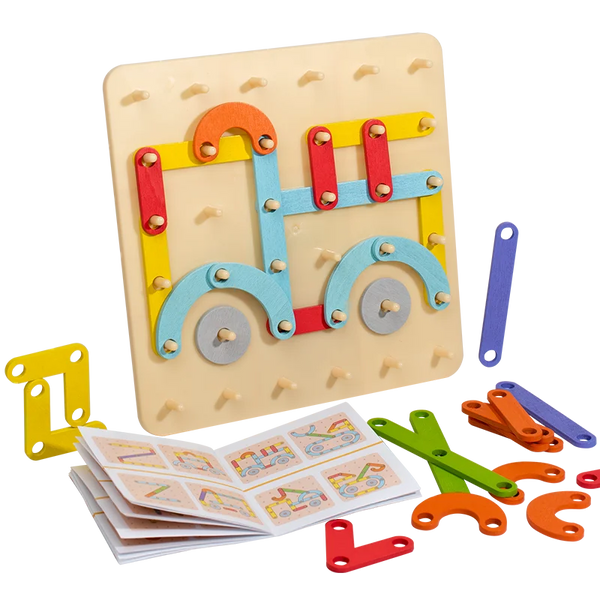 Jeu de Créativité Montessori – Tableau de Construction en Bois
