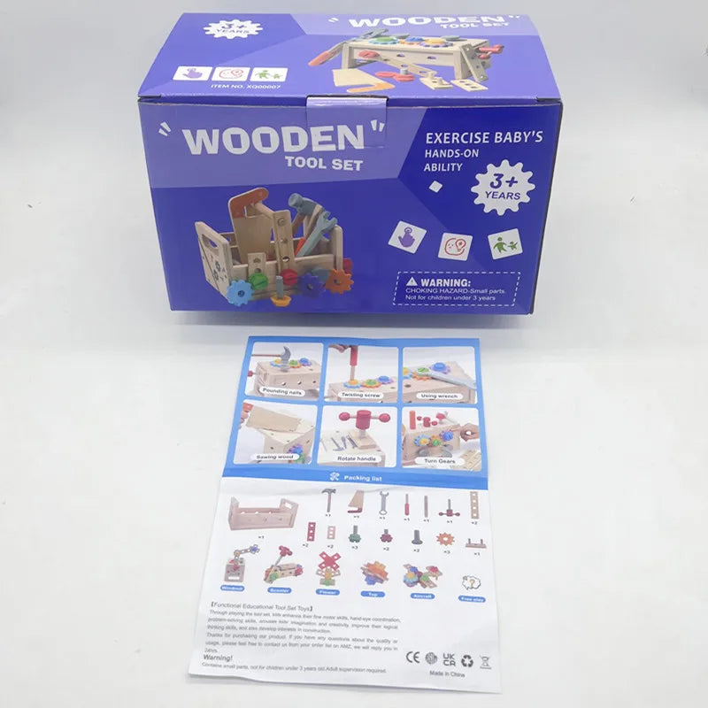 Banc de Bricolage en Bois Montessori – Jeu d’Outils Éducatif pour Enfants