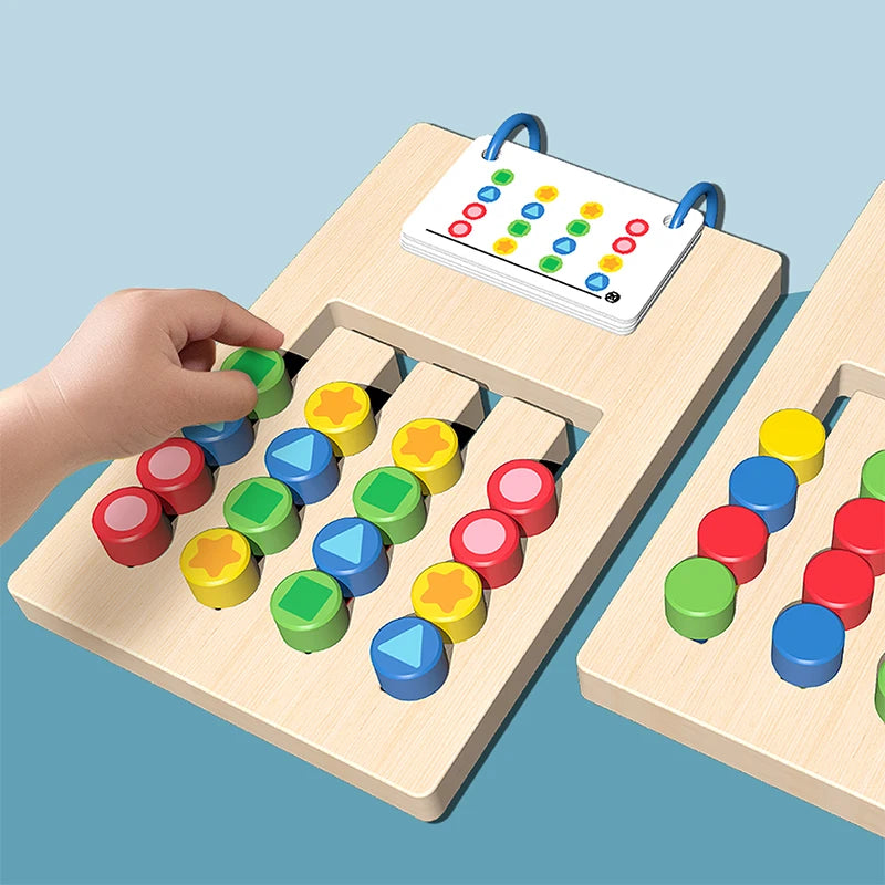 Jeu de Logique et de Tri Montessori – Empilage Formes et Couleurs en Bois