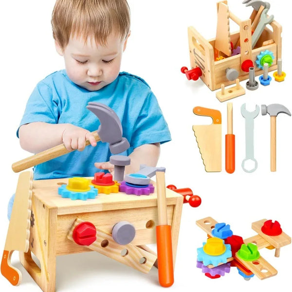 Banc de Bricolage en Bois Montessori – Jeu d’Outils Éducatif pour Enfants