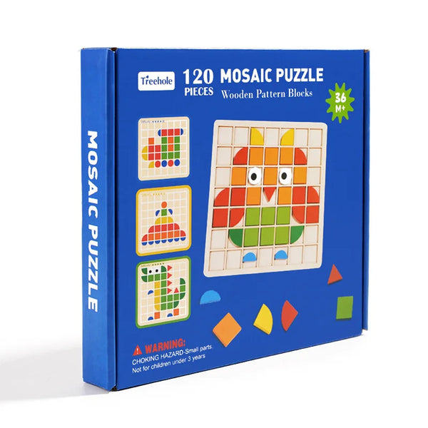 Puzzle Mosaïque Éducatif en Bois – Jeu Montessori de Logique et de Créativité (120 pièces)