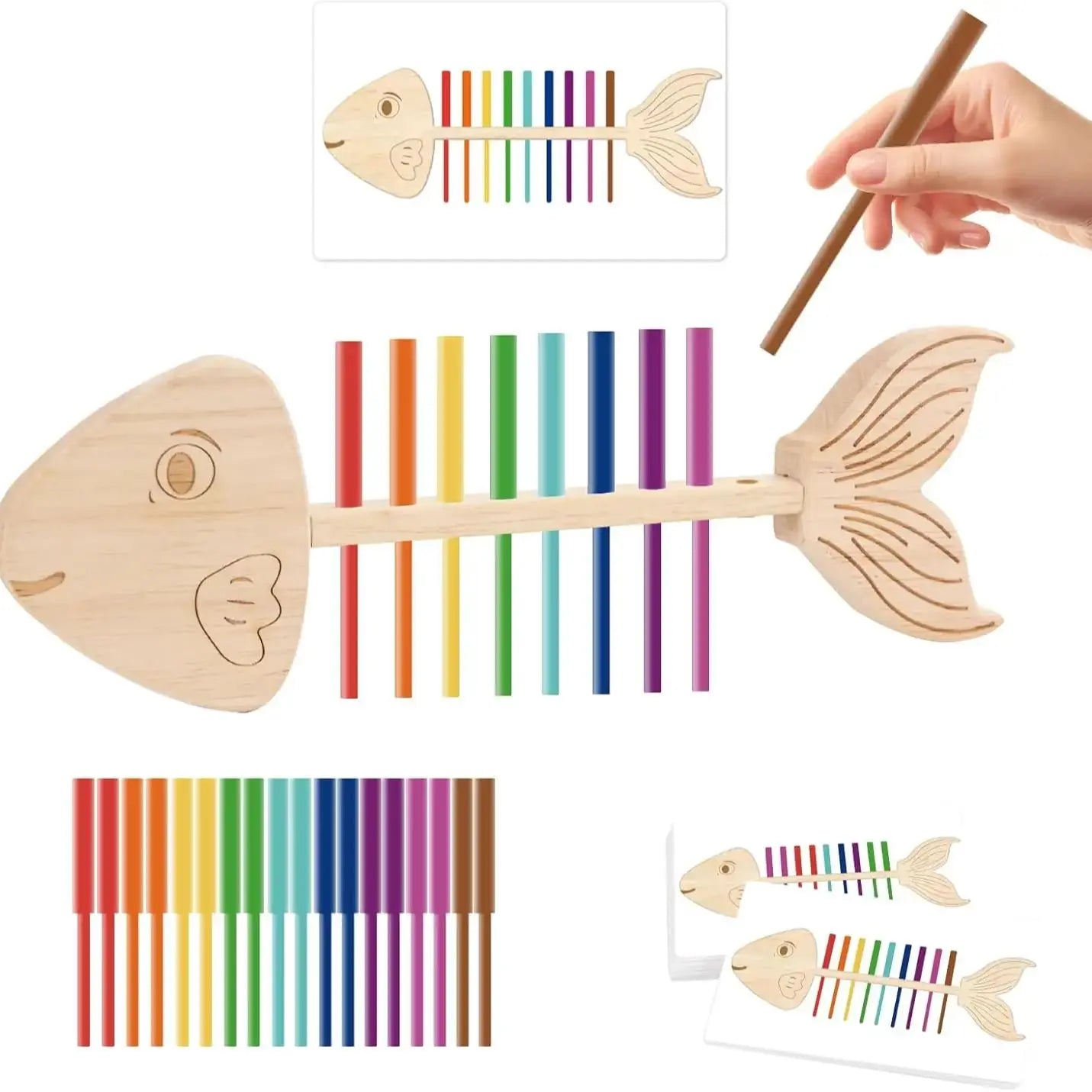 Jeu Éducatif Montessori “Poisson à Colorier” – Tri des Couleurs et Motricité Fine