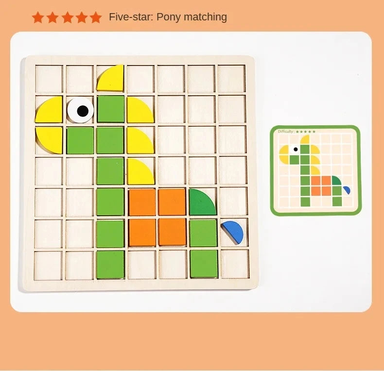 Puzzle Mosaïque Éducatif en Bois – Jeu Montessori de Logique et de Créativité (120 pièces)