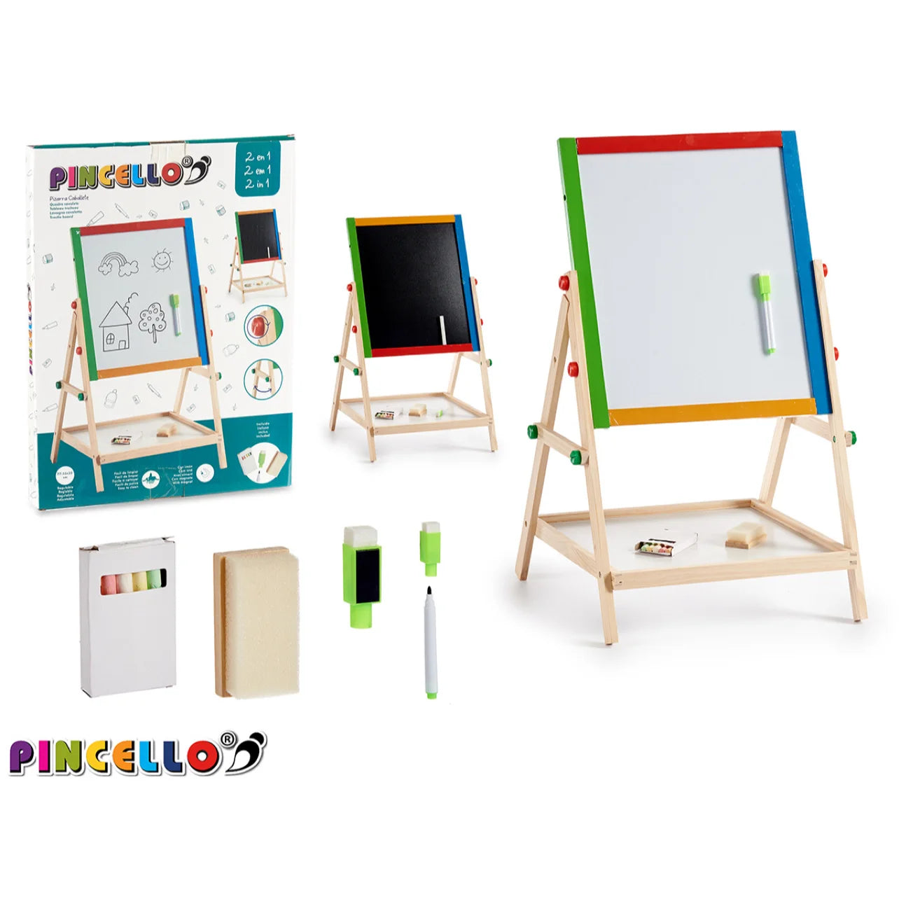Tableau Éducatif Double Face en Bois – Tableau Noir & Tableau Blanc Magnétique