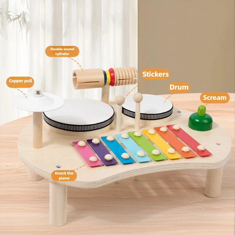 Instrument de Musique en Bois Arc-en-Ciel – Table Musicale Éducative pour Enfants