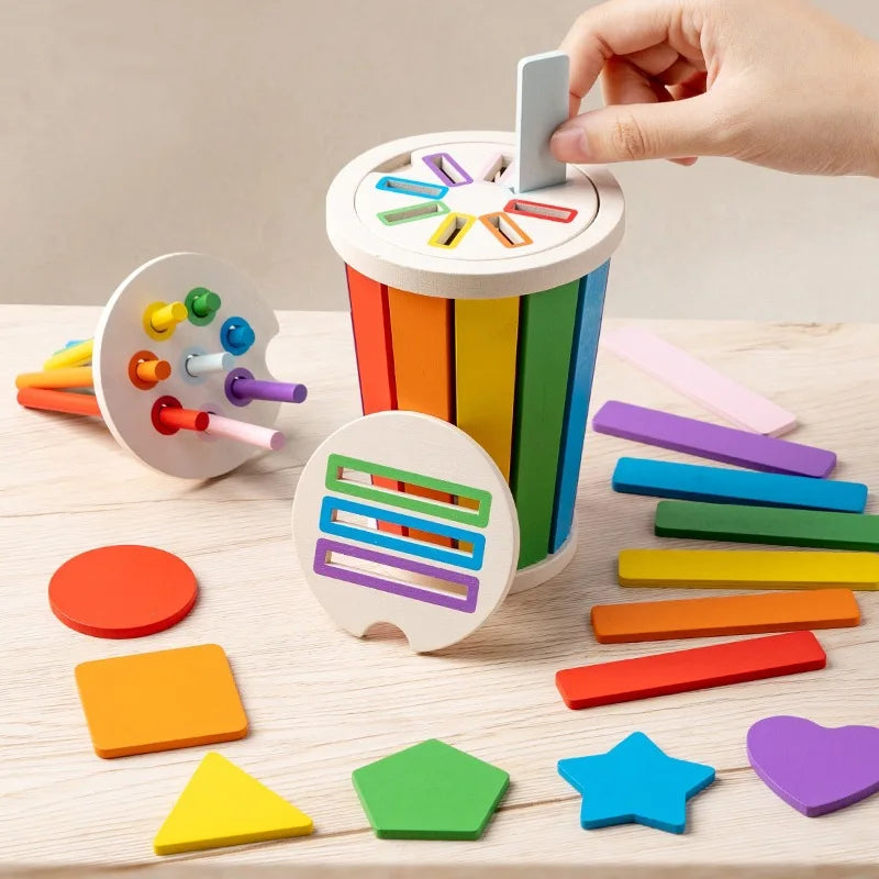 Jeu Éducatif Montessori en Bois – Tri des Formes et Couleurs