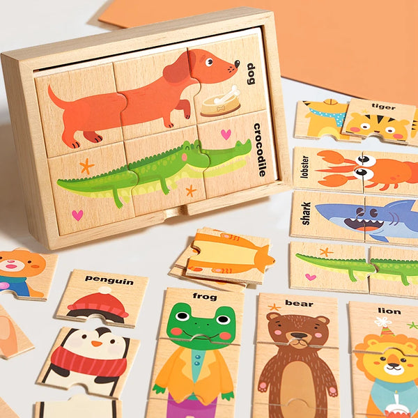Puzzle Animaux en Bois Montessori – Jeu d’Assemblage Éducatif pour Enfants