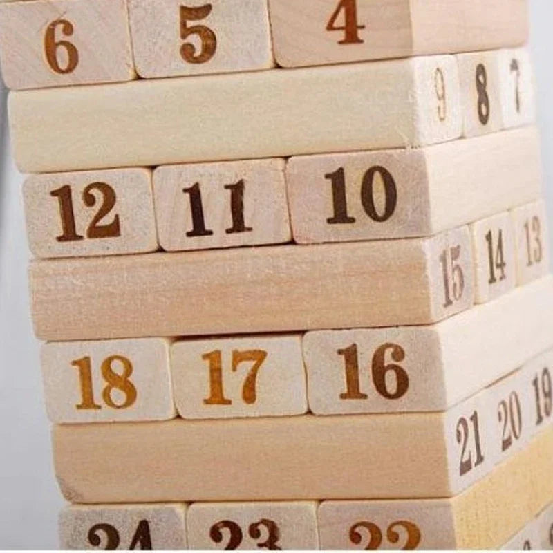 Jeu de Tour en Bois Numérotée – 54 Pièces d’Équilibre et de Stratégie
