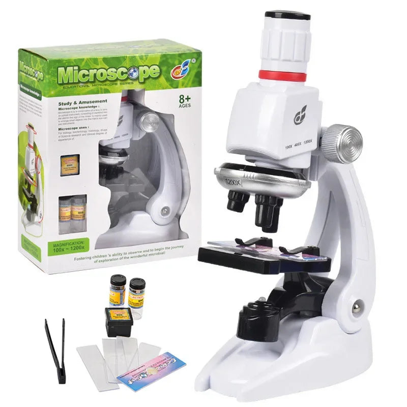 Microscope Éducatif pour Enfants – Science Kit Complet avec LED (100x, 400x, 1200x)