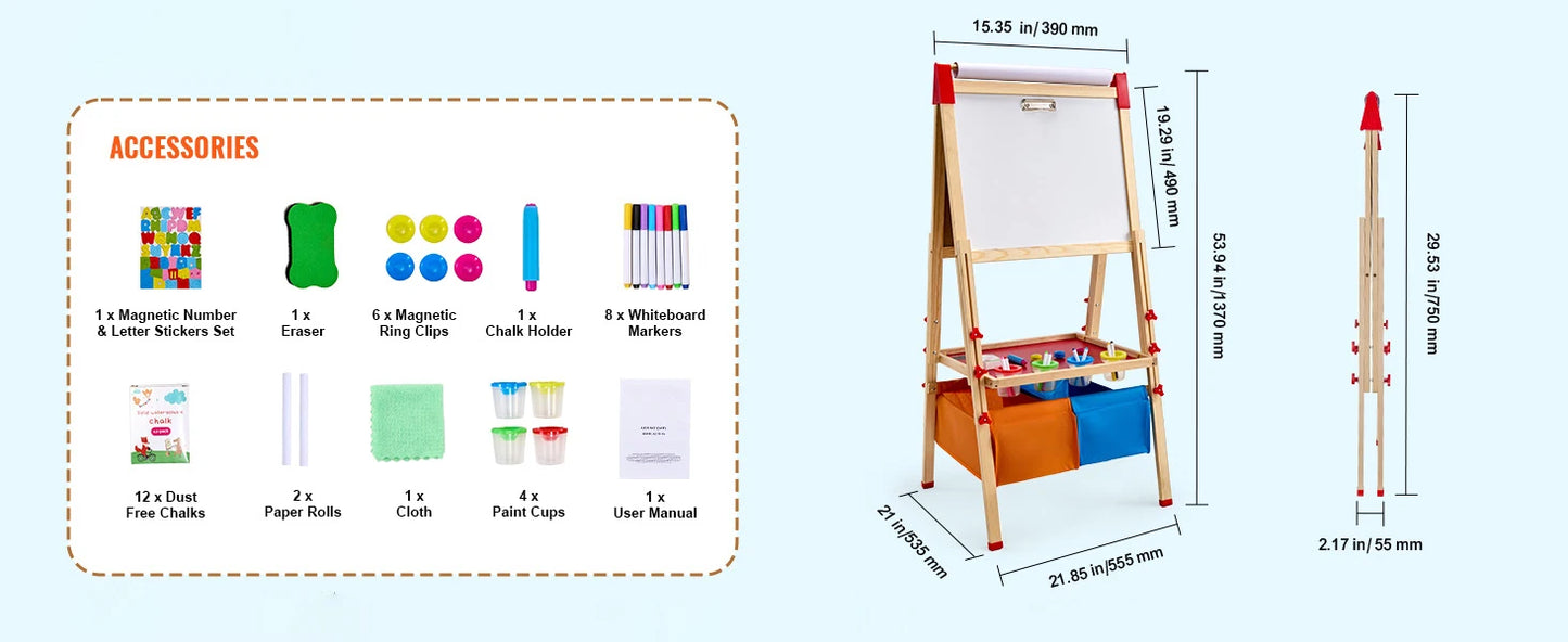 Tableau Éducatif Multifonction – Chevalet de Dessin et Lettres Magnétiques pour Enfants