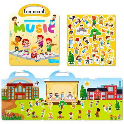 Hot New Children Scene Stickers DIY Hand-on Puzzle Sticker Books Reusable Cartoon Animal Learning Cognition Toys for Kids Gift