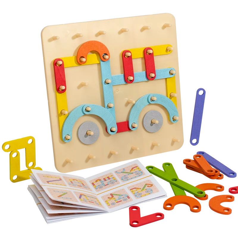 Jeu de Créativité Montessori – Tableau de Construction en Bois