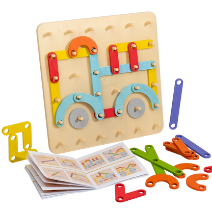 Jeu de Créativité Montessori – Tableau de Construction en Bois