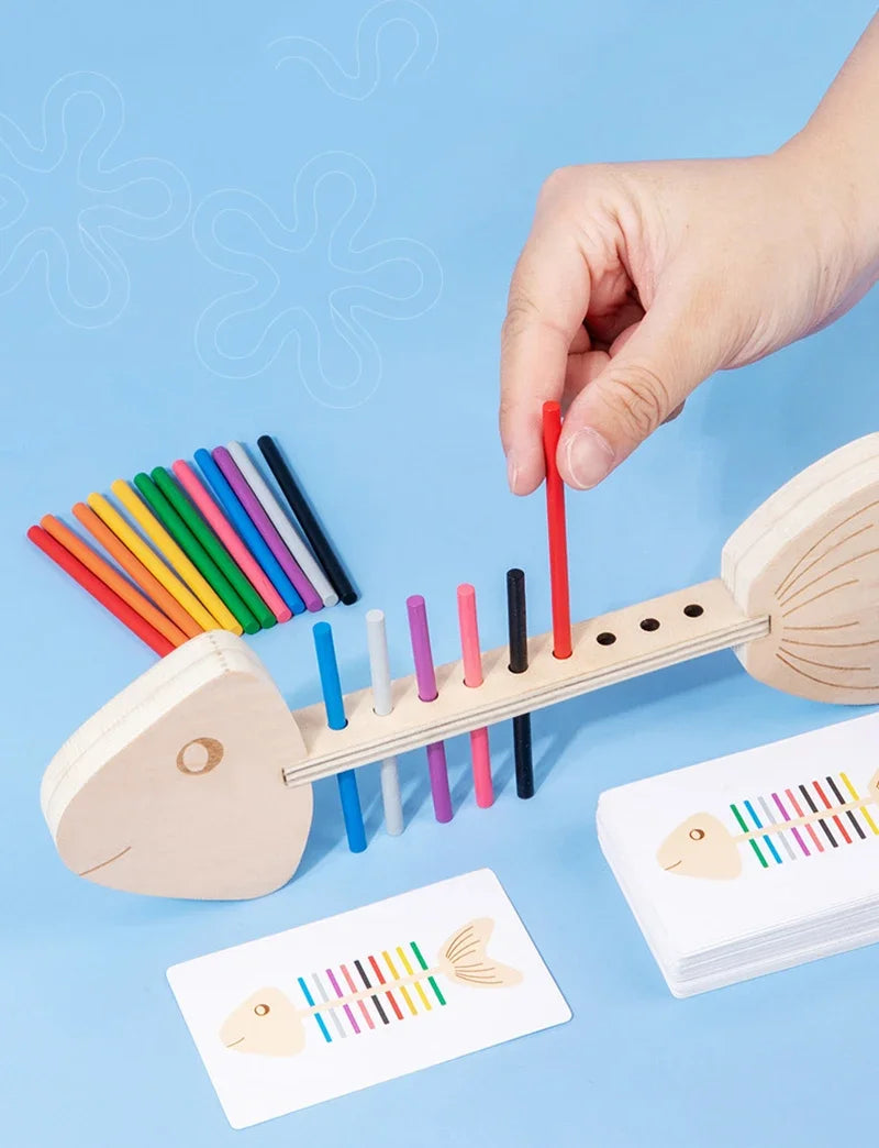 Jeu Éducatif Montessori “Poisson à Colorier” – Tri des Couleurs et Motricité Fine