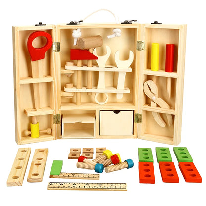 Mallette d’Outils en Bois pour Enfants – Jeu de Construction Éducatif