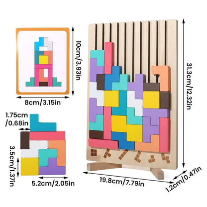 Jeu de Construction Tetris en Bois – Puzzle Éducatif Montessori