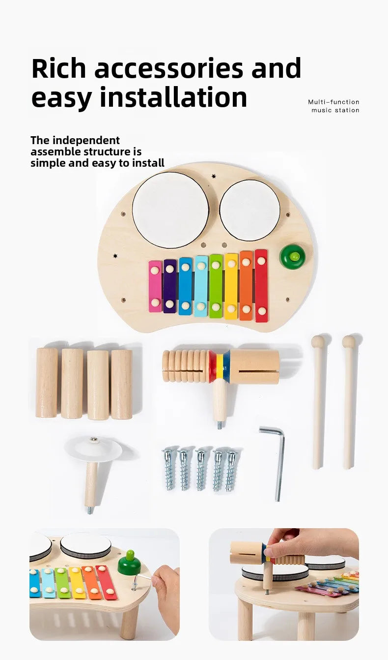 Instrument de Musique en Bois Arc-en-Ciel – Table Musicale Éducative pour Enfants