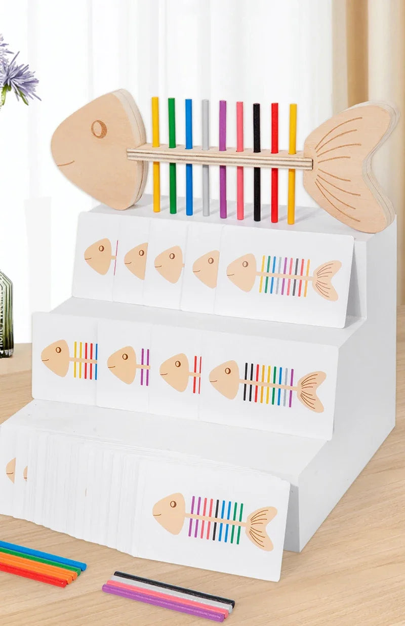 Jeu Éducatif Montessori “Poisson à Colorier” – Tri des Couleurs et Motricité Fine