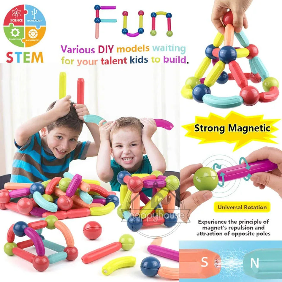 MagnetiBuild™ — Blocs de Construction Magnétiques Montessori (Set Éducatif Enfant)