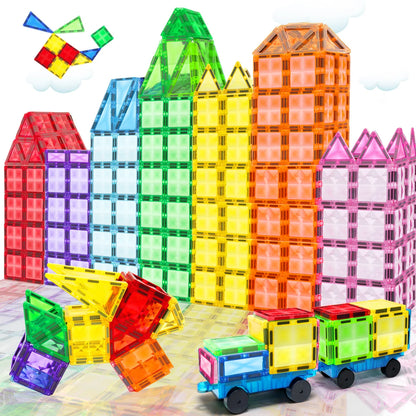 Magnetic Building Blocks 3D Montessori STEM – Set de construction avec roues 48pcs