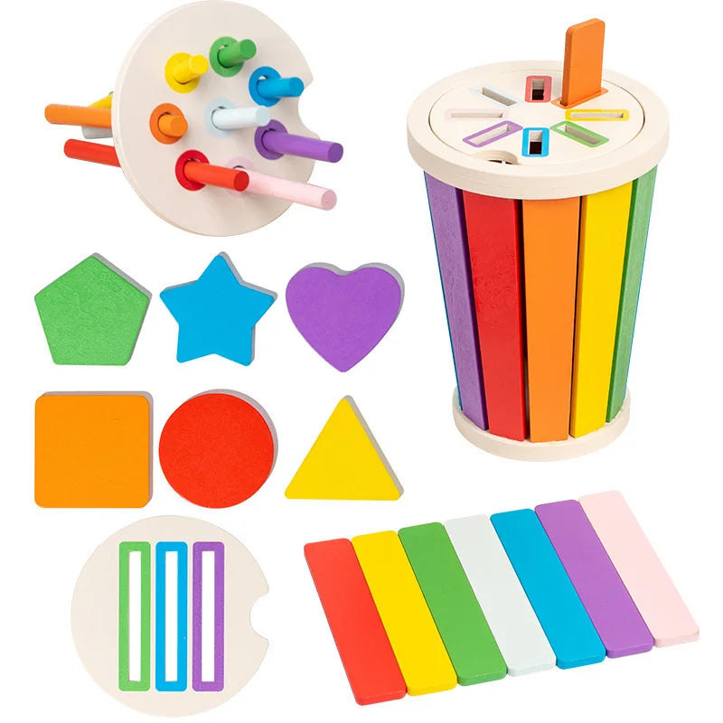 Jeu Éducatif Montessori en Bois – Tri des Formes et Couleurs