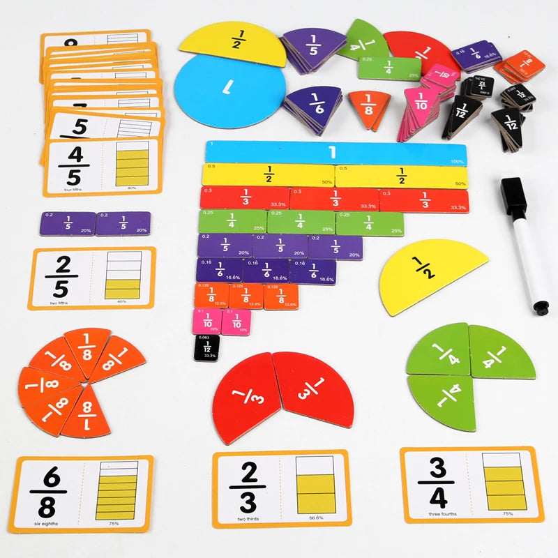 Kit Éducatif d’Apprentissage des Fractions – Jeu Montessori Mathématique