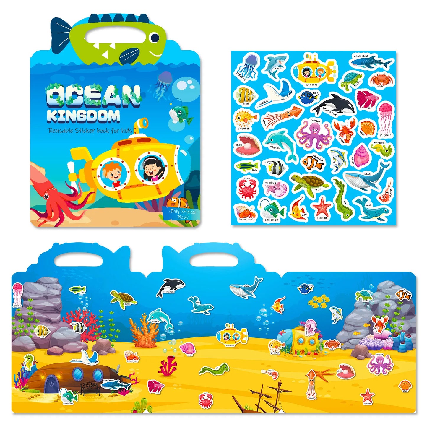 Hot New Children Scene Stickers DIY Hand-on Puzzle Sticker Books Reusable Cartoon Animal Learning Cognition Toys for Kids Gift