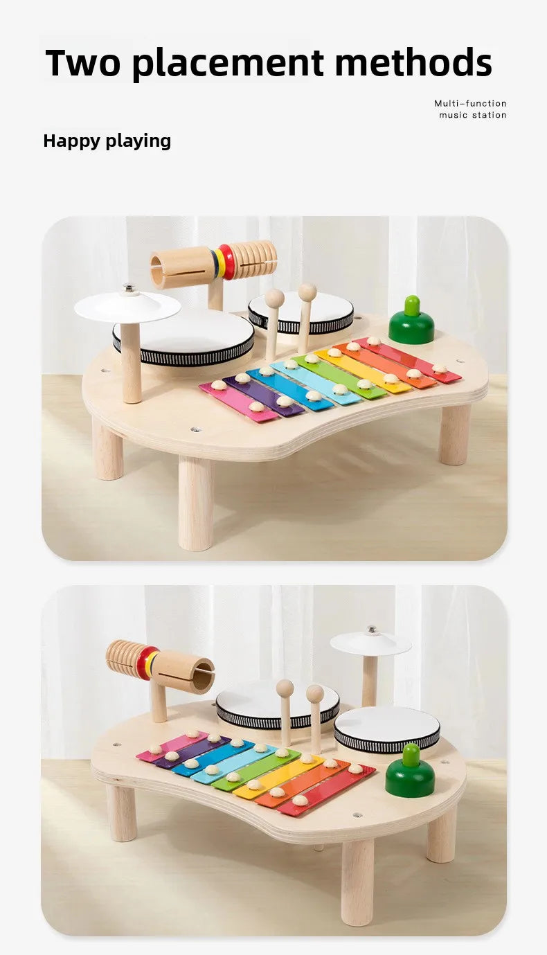 Instrument de Musique en Bois Arc-en-Ciel – Table Musicale Éducative pour Enfants