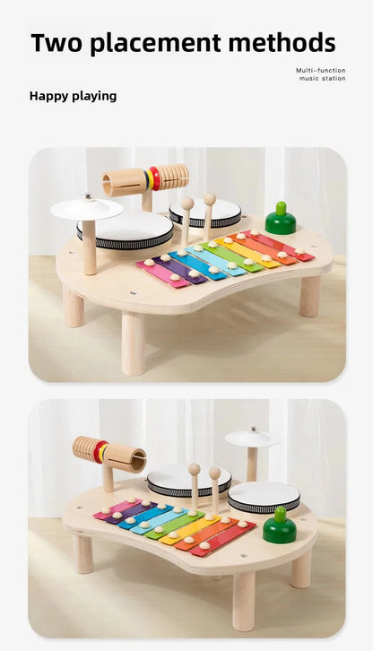 Instrument de Musique en Bois Arc-en-Ciel – Table Musicale Éducative pour Enfants