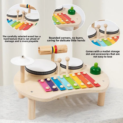 Instrument de Musique en Bois Arc-en-Ciel – Table Musicale Éducative pour Enfants KIDZO