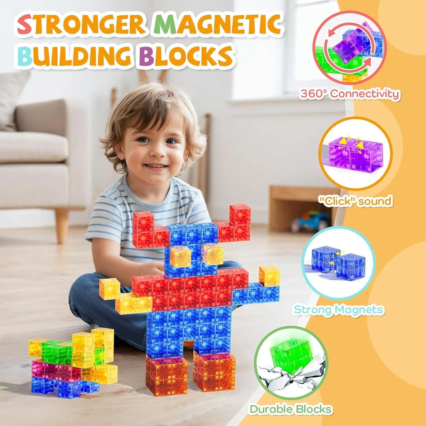 Transparent Magnetic Cubes – Set de blocs de construction magnétiques