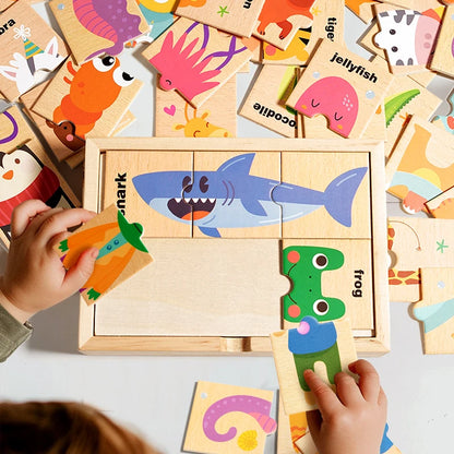 Puzzle Animaux en Bois Montessori – Jeu d’Assemblage Éducatif pour Enfants