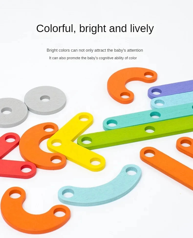 Jeu de Créativité Montessori – Tableau de Construction en Bois