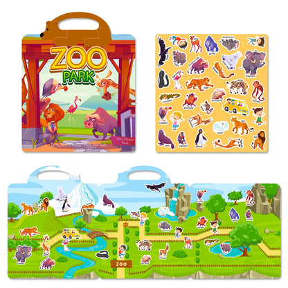 Hot New Children Scene Stickers DIY Hand-on Puzzle Sticker Books Reusable Cartoon Animal Learning Cognition Toys for Kids Gift