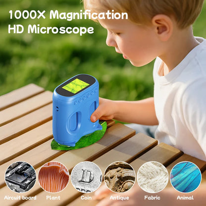 Microscope and Telescope 2 In 1 Children's Optical Educational Toys 2MP HD Camera Kids Microscope 1000x Halloween Christmas Gift KIDZO