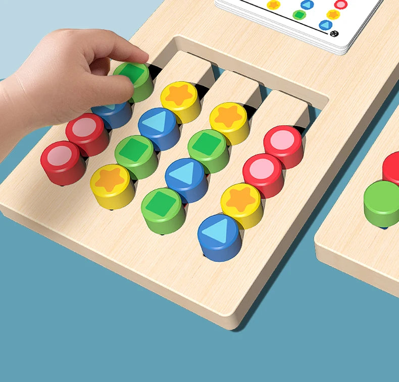 Jeu de Logique et de Tri Montessori – Empilage Formes et Couleurs en Bois