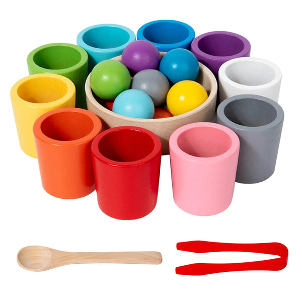 Jeu de Tri des Couleurs Montessori en Bois – Motricité Fine et Coordination
