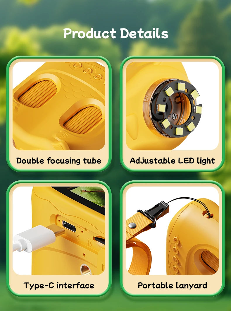 Microscope and Telescope 2 In 1 Children's Optical Educational Toys 2MP HD Camera Kids Microscope 1000x Halloween Christmas Gift