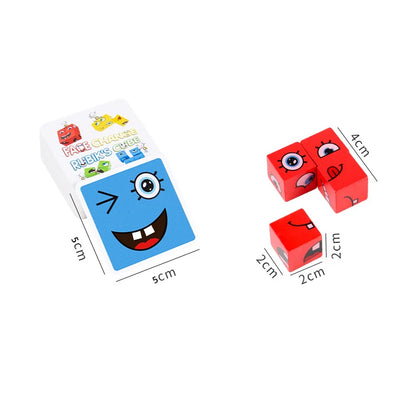 Jeu de Blocs Émotions – Cubes Expressifs Montessori en Bois