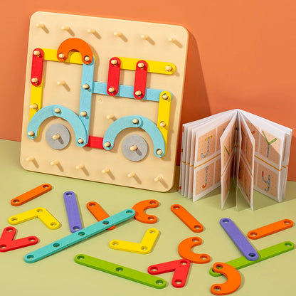 Jeu de Créativité Montessori – Tableau de Construction en Bois