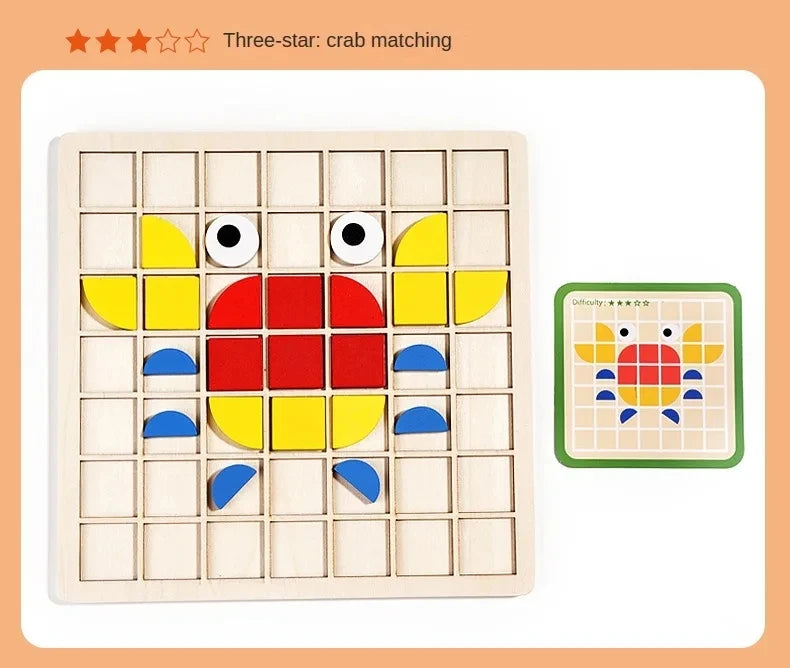 Puzzle Mosaïque Éducatif en Bois – Jeu Montessori de Logique et de Créativité (120 pièces)