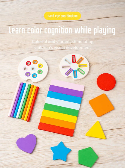 Jeu Éducatif Montessori en Bois – Tri des Formes et Couleurs