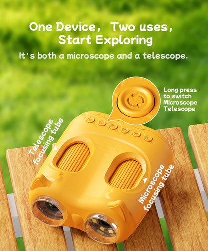 Microscope and Telescope 2 In 1 Children's Optical Educational Toys 2MP HD Camera Kids Microscope 1000x Halloween Christmas Gift