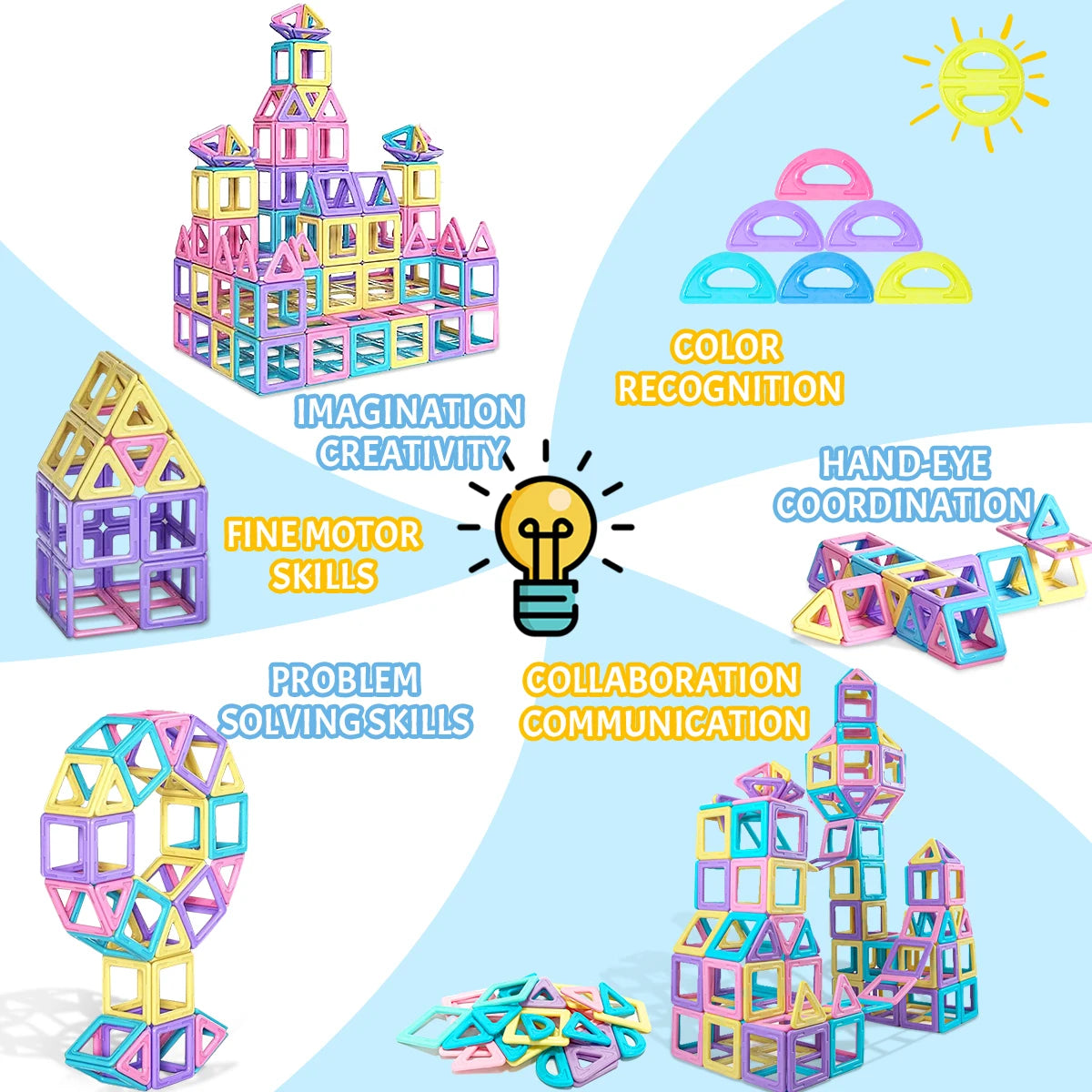 Set de blocs de construction magnétiques éducatif STEM