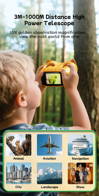 Microscope and Telescope 2 In 1 Children's Optical Educational Toys 2MP HD Camera Kids Microscope 1000x Halloween Christmas Gift