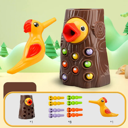 Intelligence Development Of Woodpecker Insect Catching Game Toy, Early Education Magnetic Fishing Toys for Children Kids Gifts