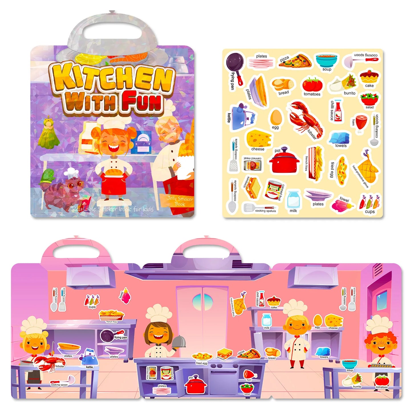 Hot New Children Scene Stickers DIY Hand-on Puzzle Sticker Books Reusable Cartoon Animal Learning Cognition Toys for Kids Gift