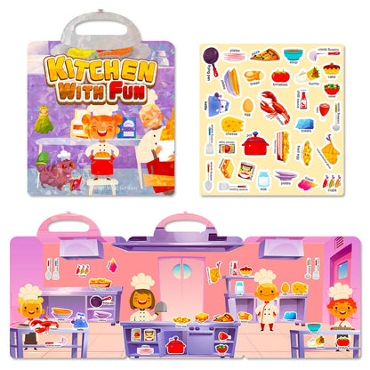 Hot New Children Scene Stickers DIY Hand-on Puzzle Sticker Books Reusable Cartoon Animal Learning Cognition Toys for Kids Gift